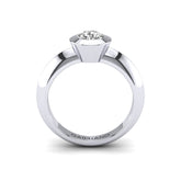 Gabriano Mantus tektaş yüzük; GIA-HRD sertifikalı yuvarlak pırlanta ve beyaz altın montürün yandan görünüşü